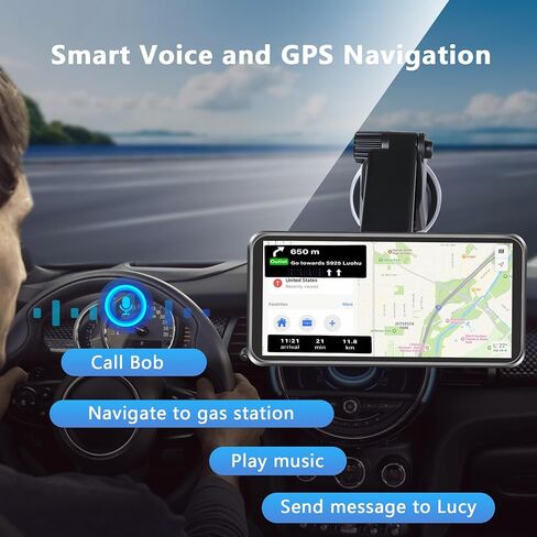 Portable Wireless CarPlay Screen for Car, Supports Apple CarPlay, Android Auto,and Hicar, Car Stereo with Bluetooth, FM, Universal Vehicle Upgrade Car Audio Receiver（Black） in Kuwait