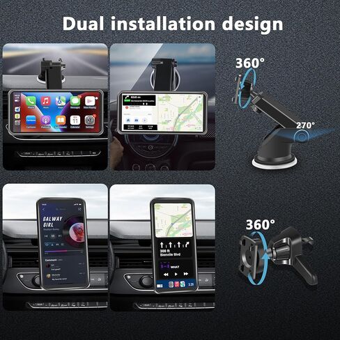 Portable Wireless CarPlay Screen for Car, Supports Apple CarPlay, Android Auto,and Hicar, Car Stereo with Bluetooth, FM, Universal Vehicle Upgrade Car Audio Receiver（Black） in Kuwait