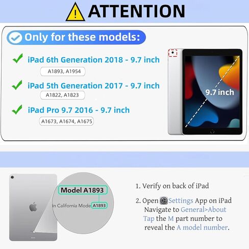 حافظة لوحة مفاتيح لجهاز iPad 9.7 بوصة الجيل السادس / الخامس 2018/2017 وPro 9.7 بوصة 2016، ماوس و7 ألوان لوحة مفاتيح قابلة للفصل بإضاءة خلفية، حامل قابل للتعديل مدمج في حامل أقلام الرصاص، نوم/تنبيه تلقائي، أسود in Kuwait