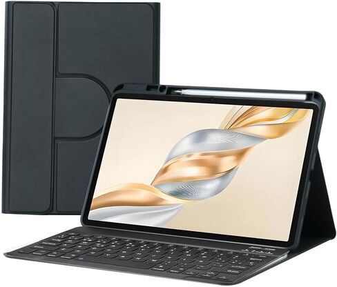 حافظة لوحة المفاتيح الإسبانية Ñ لجهاز Honor Pad X9a/X9 Pro مقاس 11.5 بوصة 2025، حافظة مغناطيسية قابلة للدوران 360 درجة مع حامل أقلام، لوحة مفاتيح بلوتوث قابلة للفصل، أسود1 in Kuwait