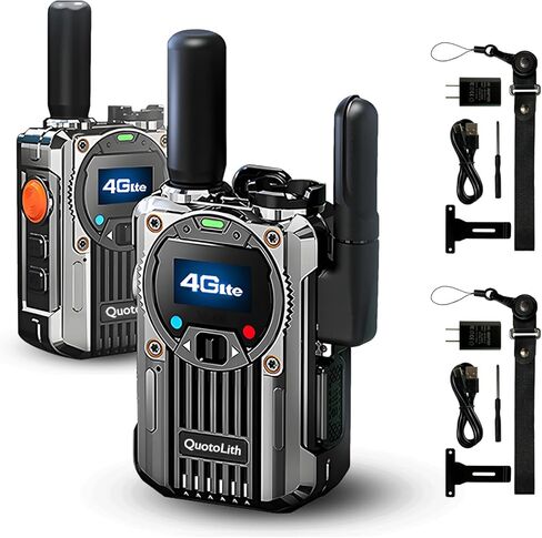 (Lifetime Free) Walkie Talkie Unlimited Range 4G LTE PoC Long-Range Walkie Talkie,Featuring a portative AM/FM Function,FCC Certified,Suitable for Transportation fleets,Construction Sites (2, Black) in Saudi Arabia