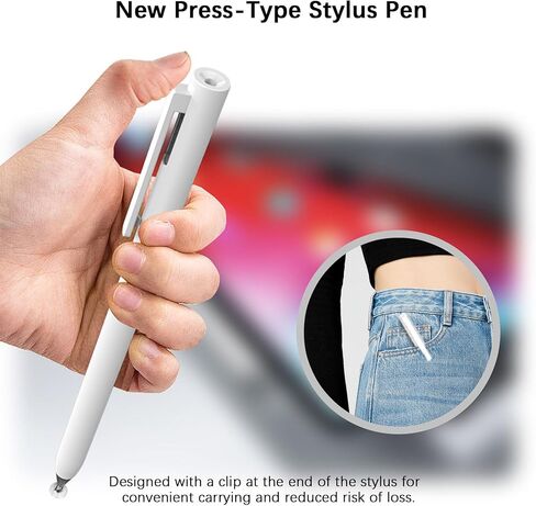 أقلام لمس لشاشات اللمس، قلم عالي الدقة لأجهزة iPad/Apple/iPhone/Mini/Air/Android/Microsoft/Surface جميع شاشات اللمس ذات السعة، أبيض in Kuwait
