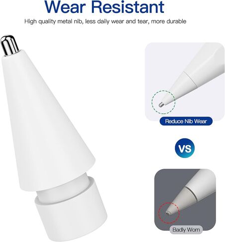4 Pack Replacement Tips Compatible for Apple Pencil 2nd Gen/1st Gen/USB-C/Apple Pencil Pro,No Wear Out Pencil Tips,Metal Pencil Nibs for Precise Control-Pen Like 0.78mm Longer Tips in Saudi Arabia