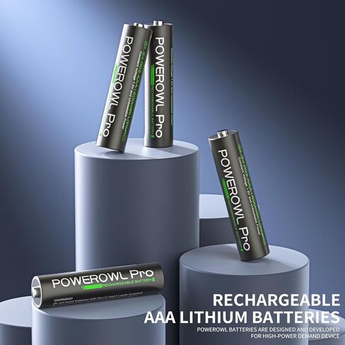 POWEROWL Rechargeable AAA Batteries Lithium with Charger, 1300mWh 1.5V Triple a Batteries 8 Pack with Type-C Fast Charging Independent 8-Slot Charger in Saudi Arabia
