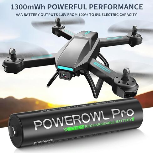 POWEROWL Rechargeable AAA Batteries Lithium with Charger, 1300mWh 1.5V Triple a Batteries 8 Pack with Type-C Fast Charging Independent 8-Slot Charger in Saudi Arabia