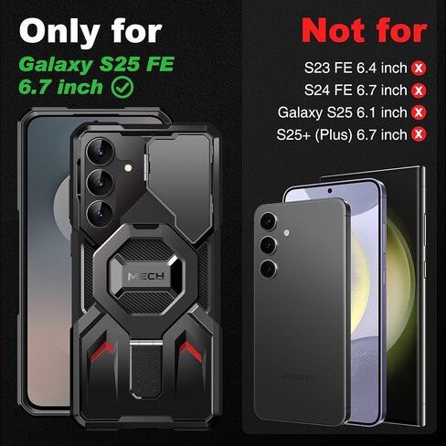 TONGATE Magnetic for Samsung Galaxy S25 FE Case with Privacy Screen Protector, [Compatible with MagSafe][Camera Protective Cover][Military-Grade Protection] Ring Stand Phone Case S25 FE 6.7", Black in Saudi Arabia