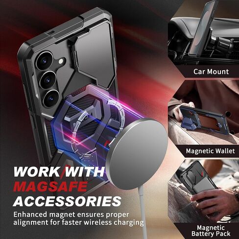 TONGATE Magnetic for Samsung Galaxy S25 FE Case with Privacy Screen Protector, [Compatible with MagSafe][Camera Protective Cover][Military-Grade Protection] Ring Stand Phone Case S25 FE 6.7", Black in Saudi Arabia