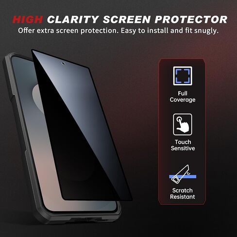 TONGATE Magnetic for Samsung Galaxy S25 FE Case with Privacy Screen Protector, [Compatible with MagSafe][Camera Protective Cover][Military-Grade Protection] Ring Stand Phone Case S25 FE 6.7", Black in Saudi Arabia