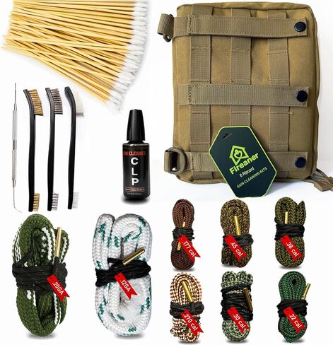 Basics Bore Gun Cleaning Kit with Bore Cleaner, 100 Cotton Swabs & Compact Storage Box - Universal Fit for Firearm Maintenance in Saudi Arabia