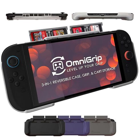 OmniGrip 3-in-1 Reversible Case, Grip, & Cart Storage Accessory Compatible With The Nintendo Switch 2 (Black) in Saudi Arabia