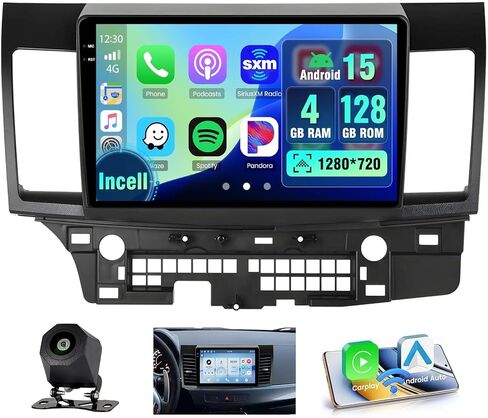 [4+128G] for Mitsubishi Lancer 2008-2017(for Rockford System) Android 15 Radio, 10" Incell Full Touchscreen Stereo Wireless CarPlay/Android Auto BT GPS Navigation 5G WiFi FM/RDS + AHD Backup Camera in Saudi Arabia