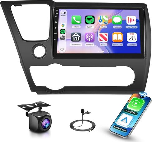 8Core 6G+128G Radio for Honda Civic 2013 2014 2015 2016 2017 Car Stereo Wireless Carplay Android Auto,9inch 1280x720P IPS Touch Screen,DSP 46EQ,5.0Bluetooth,IP69K Backup Camera,MirrorLink FM/RDS in Kuwait