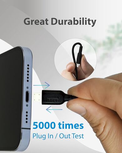 جيجاستون 【5 عبوات】 كابل شحن لأجهزة Apple Lightning، شحن سريع 3 أقدام 12 وات، متوافق مع iPhone وiPad، الشحن فقط، مزامنة البيانات غير مدعومة، أسود in Saudi Arabia