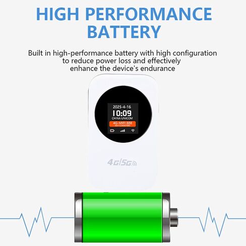 نقطة اتصال واي فاي محمولة للسفر، نقطة اتصال متنقلة 4G مع عرض الوقت، توصيل 10 أجهزة، بطارية 3000 مللي أمبير في الساعة، لمنطقة أوروبا وآسيا in Saudi Arabia