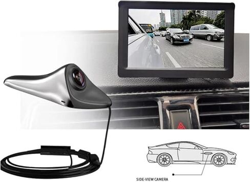 Car Blind Spot Display, HD Side View Camera, Electronic Blind Spot Rearview Mirror Camera with Rotatable Lens (Black) in Saudi Arabia