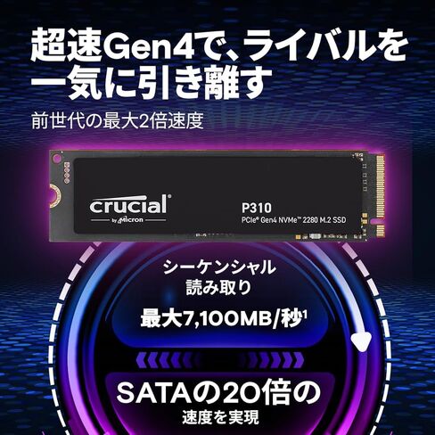 كروكيال P310 4 تيرابايت 3D NAND NVMe PCle4.0 M.2 SSD حتى 7,100 ميجابايت/ثانية CT4000P310SSD8-JP in Saudi Arabia