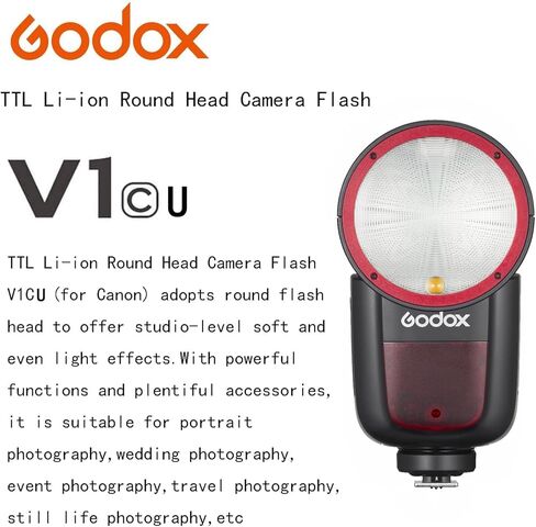 Godox V1-C Camera Flash with Godox S3 Flash Bracket for Canon Flash Speedlite,76Ws 2.4G TTL1/8000 HSS,2600mAh Li-ion Battery,1.5s Recycle,480 Full Power Shots,10 Levels LED Modeling Lamp(USA Version) in Saudi Arabia