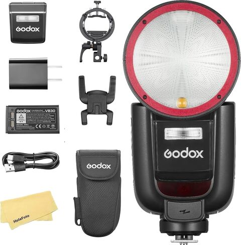 فلاش كاميرا Godox V1 Pro F V1Pro F USA مع دعامة فلاش Godox S3 لـ Fujifilm Fuji، 76Ws 2.4GTTL 1/8000 HSS، 500 ومضة طاقة كاملة، وقت إعادة التدوير 1.3 ثانية، بطارية ليثيوم أيون 2980 مللي أمبير في الساعة، مصباح تشكيل LED in Saudi Arabia