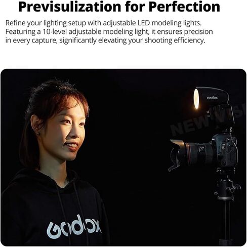 فلاش كاميرا Godox V1 Pro F V1Pro F USA مع دعامة فلاش Godox S3 لـ Fujifilm Fuji، 76Ws 2.4GTTL 1/8000 HSS، 500 ومضة طاقة كاملة، وقت إعادة التدوير 1.3 ثانية، بطارية ليثيوم أيون 2980 مللي أمبير في الساعة، مصباح تشكيل LED in Saudi Arabia