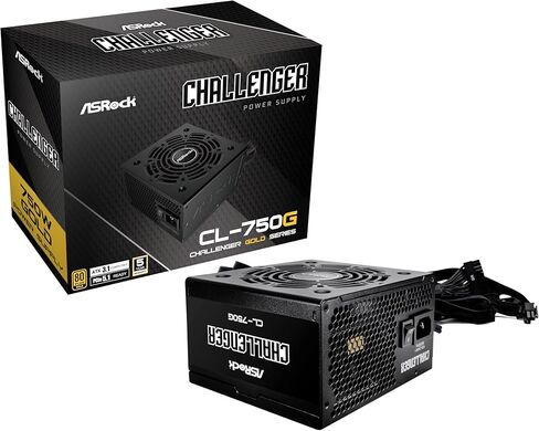 مصدر الطاقة ASROCK CL-750G، PSU، 750 وات، 80 Plus Gold، 120 مم، Active PFC، PCI-E 5.1 ​​(12+4pin) x1، PCI-E (6+2 pin) x4، SATA (5 pin) x4 in Kuwait