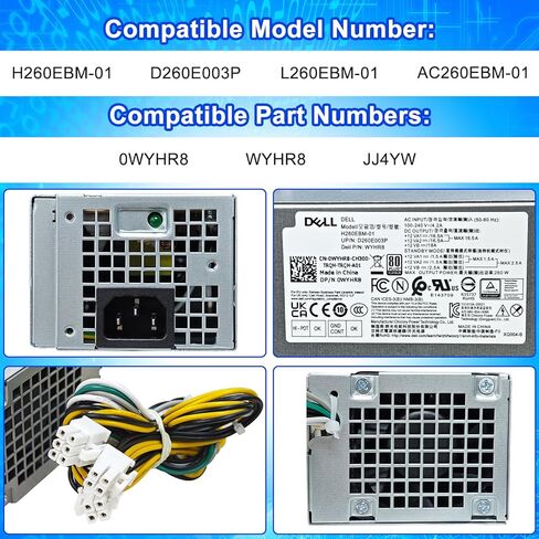 ترقية H260EBM-01 L260EBM-01 260 واط وحدة تزويد الطاقة PSU متوافقة مع Dell Optiplex 3050 3060 3050M 3080 5080 5050 5060 7050 7060 7080 5090 7090 7080MT WYHR8 JJ4YW H260EBM-01 تحويل التيار الكهربائي in Kuwait