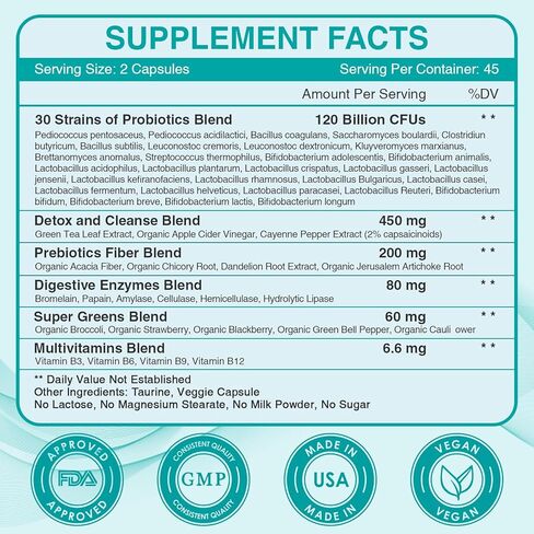 ZEBORA Probiotics for Women-Men Digestive Health with 120 Billion CFUs, Mens-Womens Probiotic for Gut Health, Immune Support, and Gut Detox with 45-Day Supply, 90 Veggie Capsules in Saudi Arabia