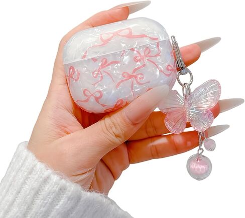 Case Compatible with AirPods 4 2024, Cute Cherry Fruit Bowknot Pattern Case Cover for Airpods 4th gen, Portable Soft TPU Wireless Charging Earphone Shockproof Protector with Cherry Keychain in Saudi Arabia