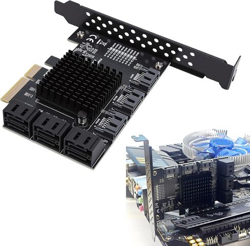 بطاقة توسيع Sanpyl PCIE 4X إلى 9 منافذ Serial ATA3.0، بطاقة توسيع PCI Express بسرعة 6 جيجابت في الثانية مع فتحة PCI E GEN3، التوصيل والتشغيل in Kuwait