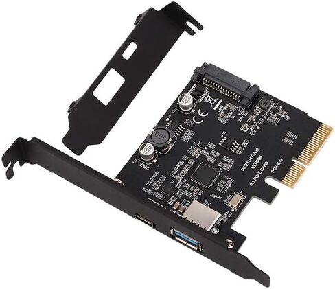 بطاقة توسيع USB3.1 عالية السرعة 10 جيجابت في الثانية من النوع C ونوع A واجهة PCIe للكمبيوتر المكتبي لنظام التشغيل Linux باللون الأسود in Saudi Arabia