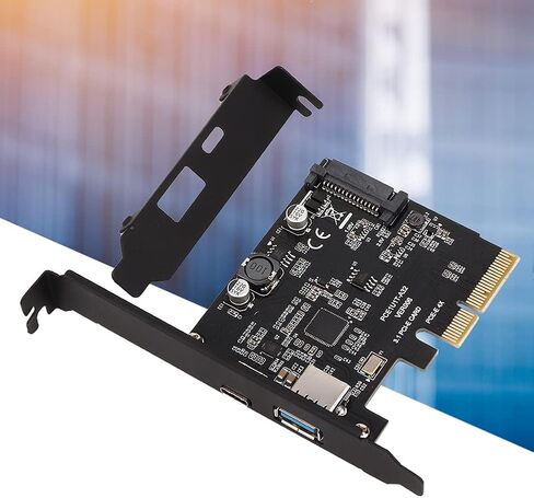بطاقة توسيع USB3.1 عالية السرعة 10 جيجابت في الثانية من النوع C ونوع A واجهة PCIe للكمبيوتر المكتبي لنظام التشغيل Linux باللون الأسود in Saudi Arabia