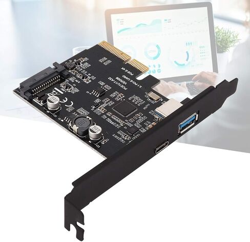 بطاقة توسيع USB3.1 عالية السرعة 10 جيجابت في الثانية من النوع C ونوع A واجهة PCIe للكمبيوتر المكتبي لنظام التشغيل Linux باللون الأسود in Saudi Arabia