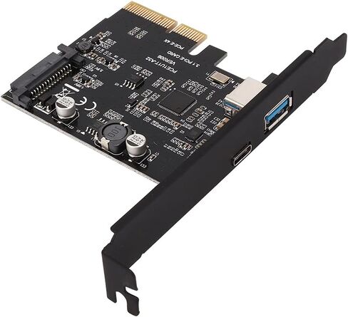 بطاقة توسيع USB3.1 عالية السرعة 10 جيجابت في الثانية من النوع C ونوع A واجهة PCIe للكمبيوتر المكتبي لنظام التشغيل Linux باللون الأسود in Saudi Arabia