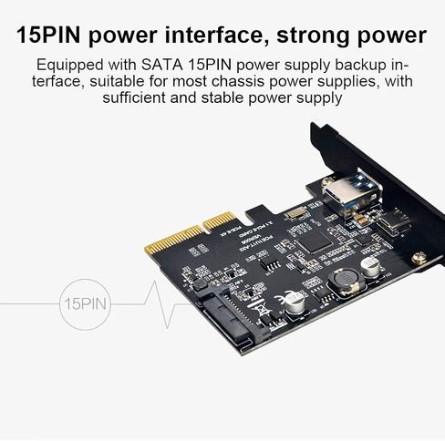بطاقة توسيع USB3.1 عالية السرعة 10 جيجابت في الثانية من النوع C ونوع A واجهة PCIe للكمبيوتر المكتبي لنظام التشغيل Linux باللون الأسود in Saudi Arabia