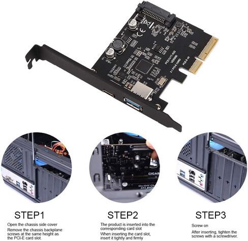 بطاقة توسيع USB3.1 عالية السرعة 10 جيجابت في الثانية من النوع C ونوع A واجهة PCIe للكمبيوتر المكتبي لنظام التشغيل Linux باللون الأسود in Saudi Arabia