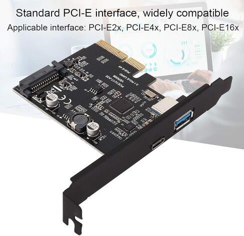 بطاقة توسيع USB3.1 عالية السرعة 10 جيجابت في الثانية من النوع C ونوع A واجهة PCIe للكمبيوتر المكتبي لنظام التشغيل Linux باللون الأسود in Saudi Arabia