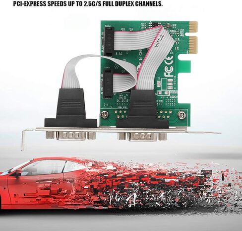 بطاقة محول تسلسلي PCIe إلى RS232 عالية السرعة بمنفذ مزدوج PCI Express إلى 2 منفذ DB9 بطاقة تمديد تسلسلية للأتمتة الصناعية واتصالات البيانات in Saudi Arabia