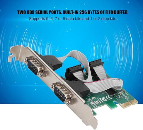 بطاقة محول تسلسلي PCIe إلى RS232 عالية السرعة بمنفذ مزدوج PCI Express إلى 2 منفذ DB9 بطاقة تمديد تسلسلية للأتمتة الصناعية واتصالات البيانات in Saudi Arabia