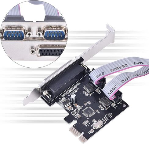 PCIe to Serial Parallel Port Adapter High Speed PCIE to 2 DB9 RS232 Serial Ports and 1 DB25 LPT Port Expansion Card for Desktop Computers Linux Systems in Saudi Arabia