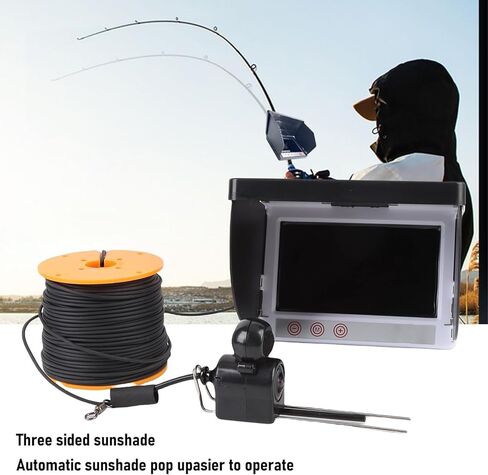 كاميرا الصيد تحت الماء PUSOKEI، مكتشف الأسماك تحت الماء مع 5 ميجابكسل 1080 بيكسل HD 195 زاوية واسعة Xamera، شاشة 4.3 بوصة، كابل 164 قدم وحقيبة تخزين، لصيد الأسماك على الجليد in Kuwait