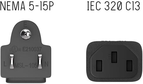 سلك طاقة محمي للإلكترونيات، 6 أقدام، 18AWG، EMF محمي كهربائيًا، NEMA 5-15P إلى C13، 3 موصلات in Kuwait