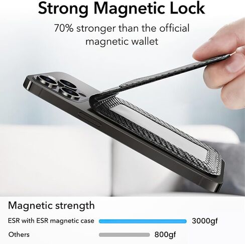 حامل محفظة MagSafe 2 في 1، 6 بطاقات متعددة النقاط للهاتف، حامل مغناطيسي قابل للتعديل، مع حلقة مغناطيسية (أسود) in Kuwait