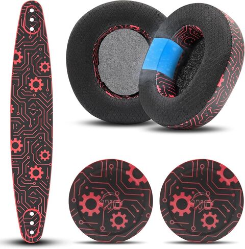WC Mod Kit Nova Pro Wireless & Nova Elite Techne Edition - وسائد أذن من جل التبريد، وعصابة رأس من السيليكون، وألواح مغناطيسية لـ SteelSeries Arctis Nova Pro Wireless وNova Elite من Wicked Cushions in Kuwait