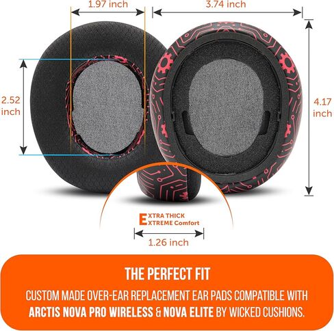 WC Mod Kit Nova Pro Wireless & Nova Elite Techne Edition - وسائد أذن من جل التبريد، وعصابة رأس من السيليكون، وألواح مغناطيسية لـ SteelSeries Arctis Nova Pro Wireless وNova Elite من Wicked Cushions in Kuwait