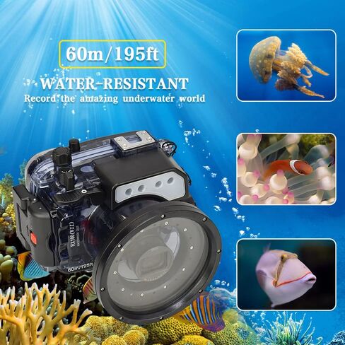 حافظة احترافية للكاميرا تحت الماء متوافقة مع كاميرا Sony RX100 VII، مقاومة للماء حتى عمق 60 مترًا/195 قدمًا، مع أزرار تحكم، وقفل أمان (YH-RX100 VII) in Kuwait