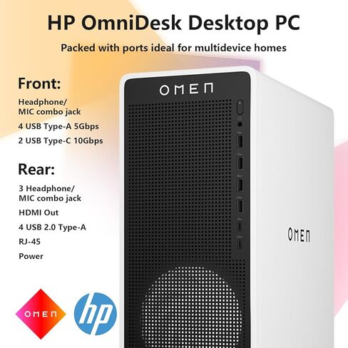 كمبيوتر مكتبي للألعاب HP OMEN 16L TG03، Intel Ultra 7 265F، NVIDIA RTX 5060، ذاكرة الوصول العشوائي DDR5 سعة 64 جيجابايت، SSD 1 تيرابايت، جهاز كمبيوتر محطة عمل AI-Ready للألعاب وإنتاج الموسيقى، حزمة مع لوحة مفاتيح Thunderobot in Kuwait
