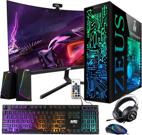 TechMagnet Gaming Desktop PC, Intel i5 4th Gen, Zeus Pro 4, GT 1030, 16GB RAM ARGB, 1TB SSD + 4TB HDD, RGB Front Panel 385 Patterns, RGB Kit, Windows 11 (Renewed) in Kuwait