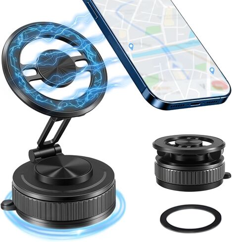 حامل هاتف مغناطيسي للسيارة، حامل سيارة قابل للتعديل 360 درجة لـ Magsafe، حامل هاتف قوي للغاية، حامل هاتف محمول قابل للطي للسيارة / صالة الألعاب الرياضية / حامل مرآة لهواتف iPhone وAndroid in Saudi Arabia