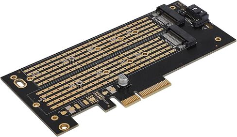 plplaaoo PCIE إلى M.2 SATA NVME بطاقة توسيع القرص المزدوج عالية السرعة محول فتحة مزدوجة لـ 2230 2242 2260 2280 22110 M.2 SSDs مع مؤشر LED ومنظم جهد مكثف صلب in Saudi Arabia