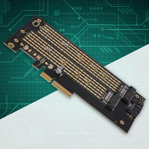 plplaaoo PCIE إلى M.2 SATA NVME بطاقة توسيع القرص المزدوج عالية السرعة محول فتحة مزدوجة لـ 2230 2242 2260 2280 22110 M.2 SSDs مع مؤشر LED ومنظم جهد مكثف صلب in Saudi Arabia