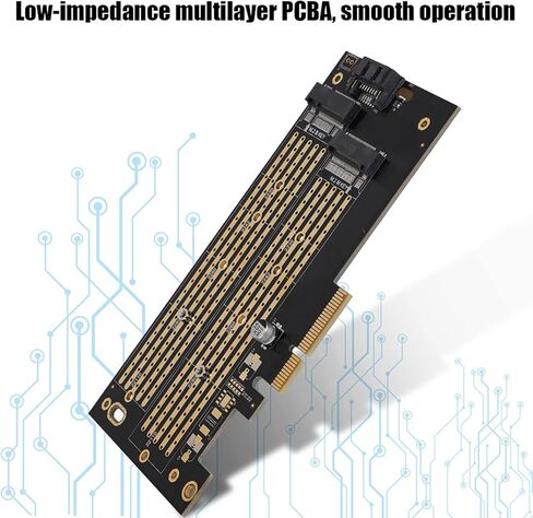 plplaaoo PCIE إلى M.2 SATA NVME بطاقة توسيع القرص المزدوج عالية السرعة محول فتحة مزدوجة لـ 2230 2242 2260 2280 22110 M.2 SSDs مع مؤشر LED ومنظم جهد مكثف صلب in Saudi Arabia